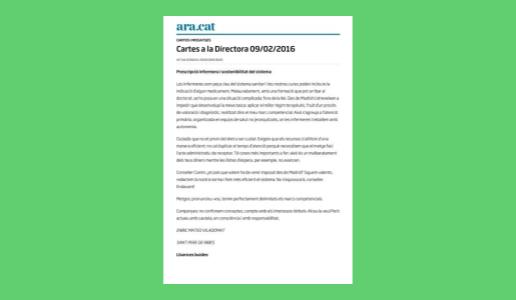 Read more about the article ARA – Cartes a la directora – 2016