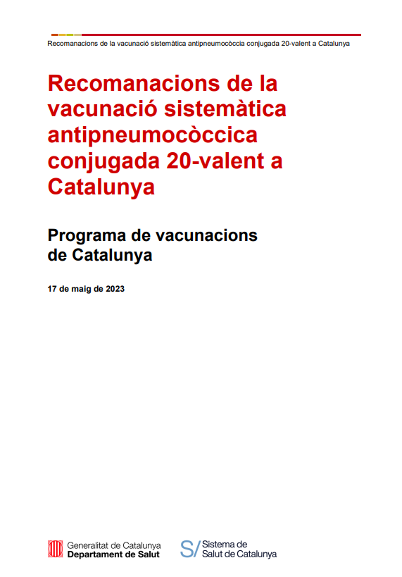 Actualment esteu veient Recomanacions de la vacunació sistemàtica antipneumocòccica conjugada 20-valent a Catalunya